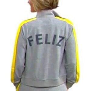 Gaby Espino x Peace Love World Zip-up Track Jacket Gray Yellow Size Extra Small
